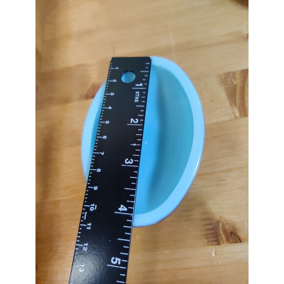 Vintage Avon Blue Milk Glass Pedestal Soap Dish ~4x2" Slight Mark - Picture 8 of 9